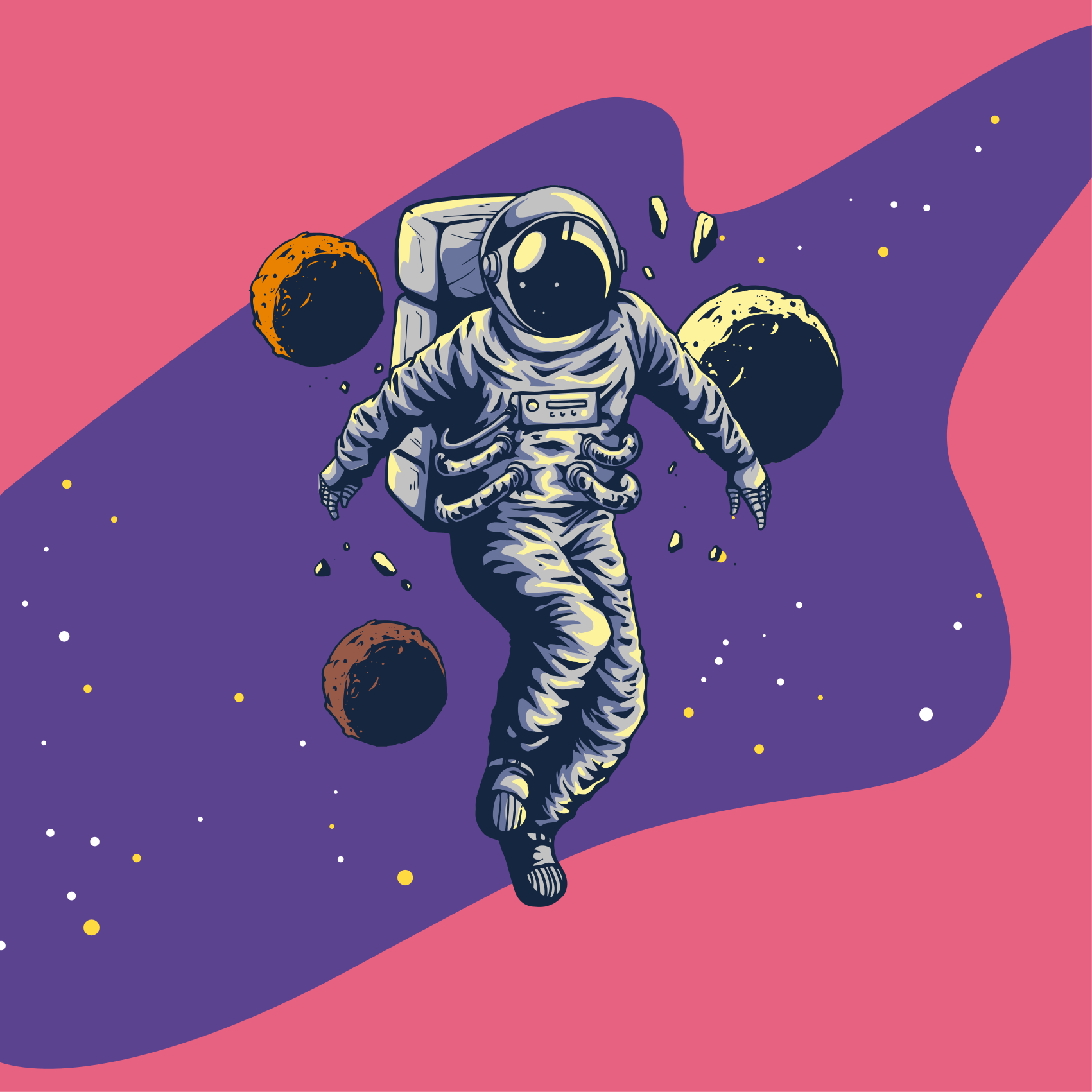 Poster chambre ado astronaute dessiné à la main - TenStickers