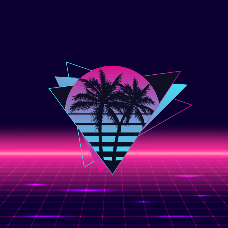 Affiche pour salon palmier style vaporwave - TenStickers