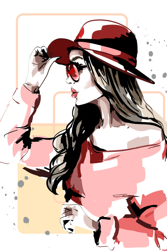 Affiche pour salon damas avec chapeau - TenStickers