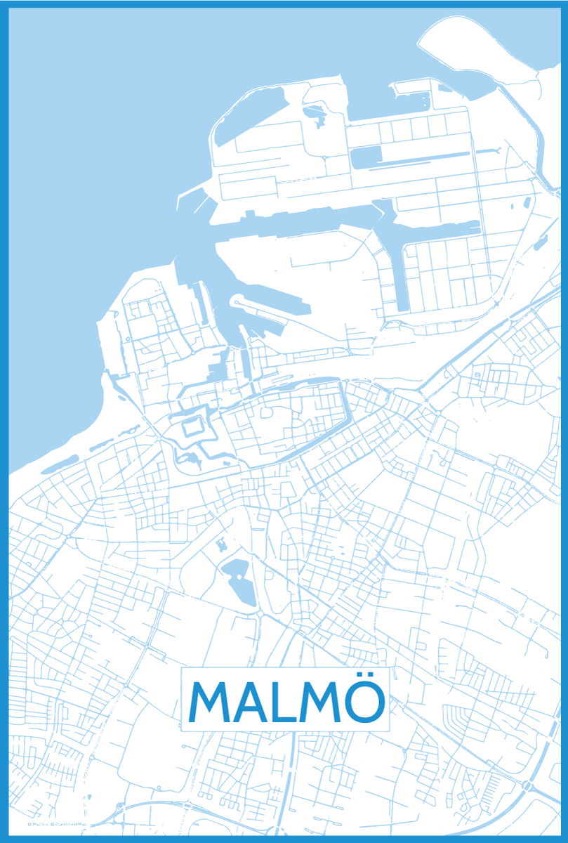 Affiche pour salon carte de malmö - TenStickers