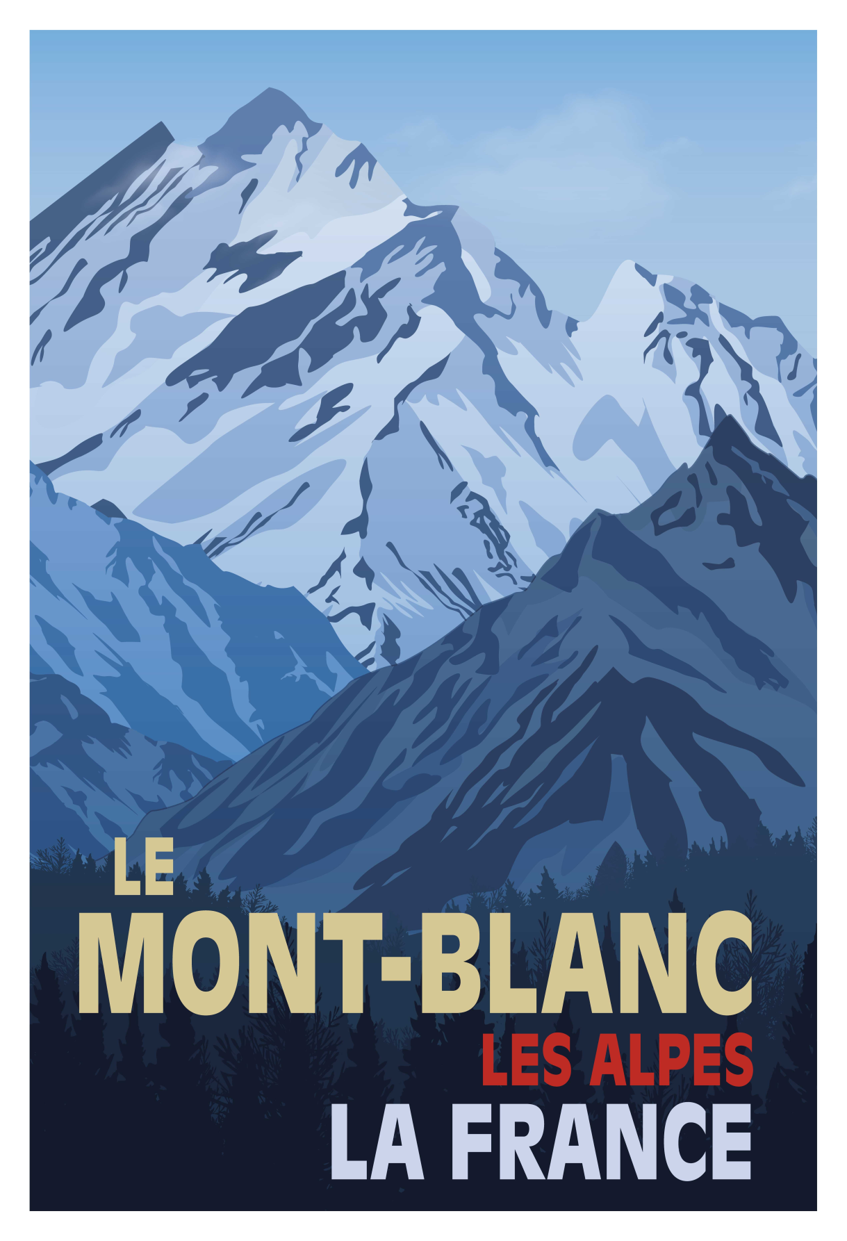 Affiche pour salon Mont-Blanc style rétro - TenStickers