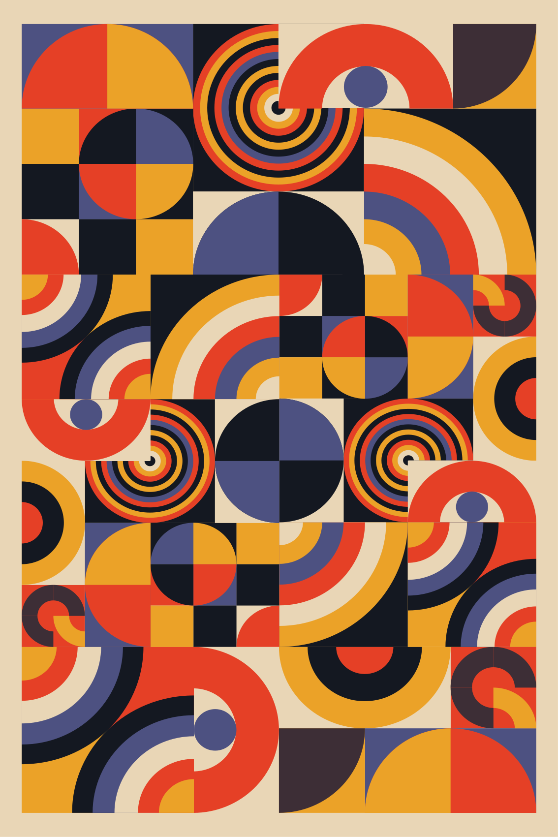 Affiche pour salon cercles bauhaus colorés - TenStickers