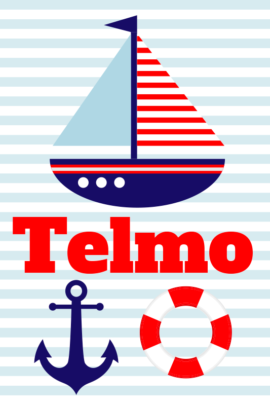 Affiche chambre enfant bateau à voile avec nom - TenStickers