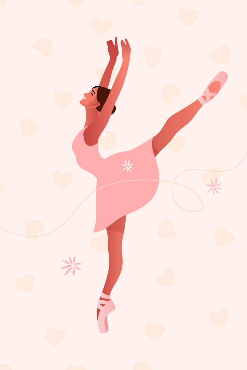 Affiche chambre enfant ballerine avec des cœurs - TenStickers