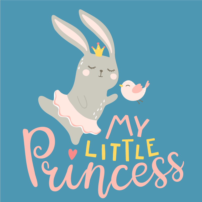 Affiche chambre enfant lapin avec citation ma petite princesse - TenStickers