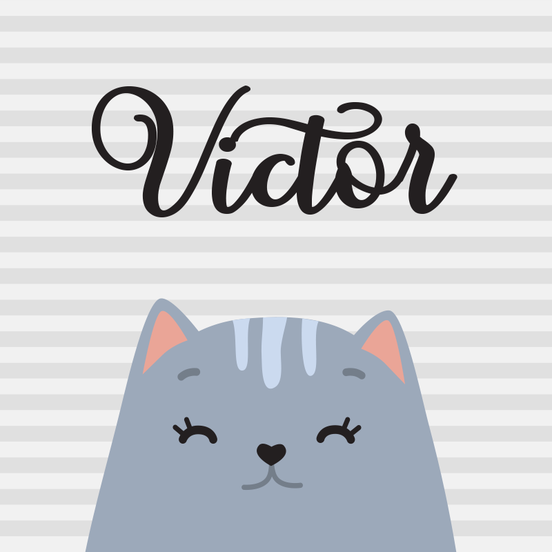 Affiche chambre enfant chat nordique avec prénom - TenStickers