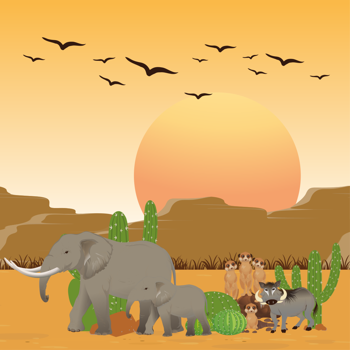 Affiche chambre enfant animaux africains sauvages - TenStickers