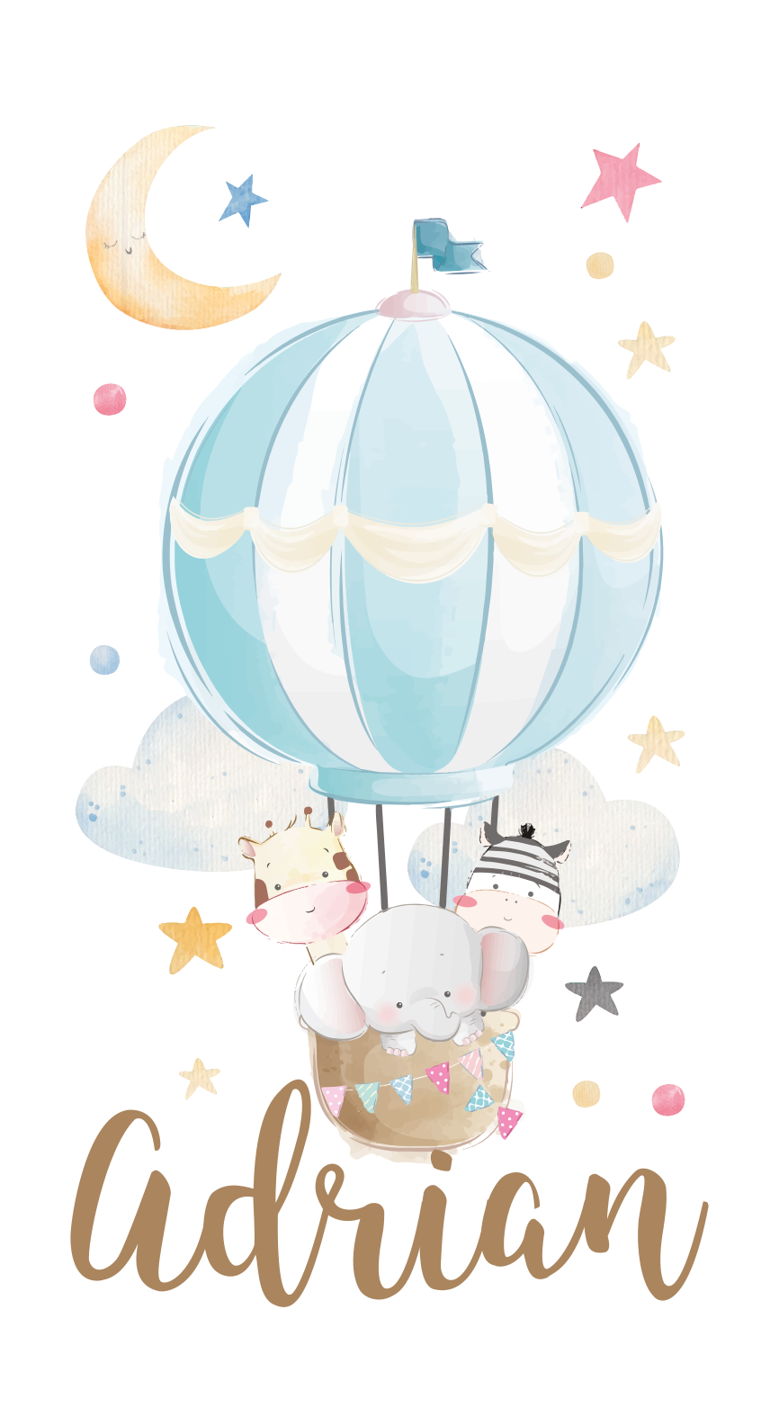 Affiche chambre enfant animaux sur des ballons - TenStickers