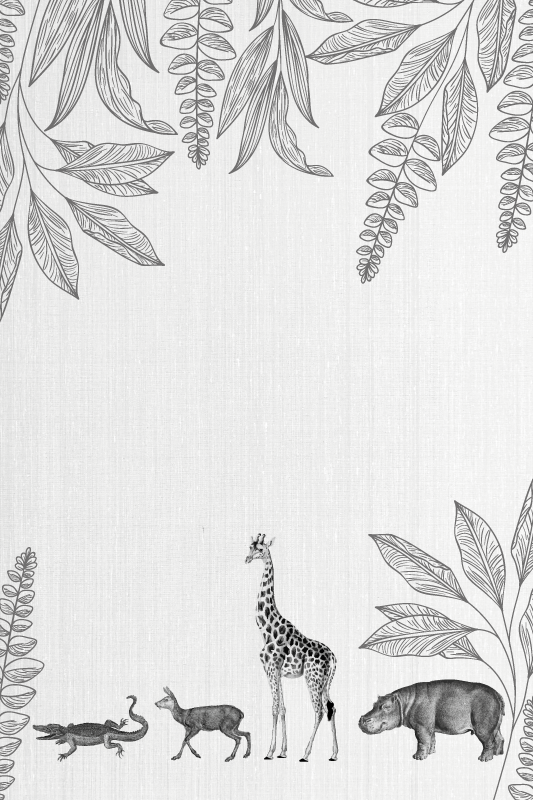 Affiche chambre enfant bordure animaux et arbres safari - TenStickers
