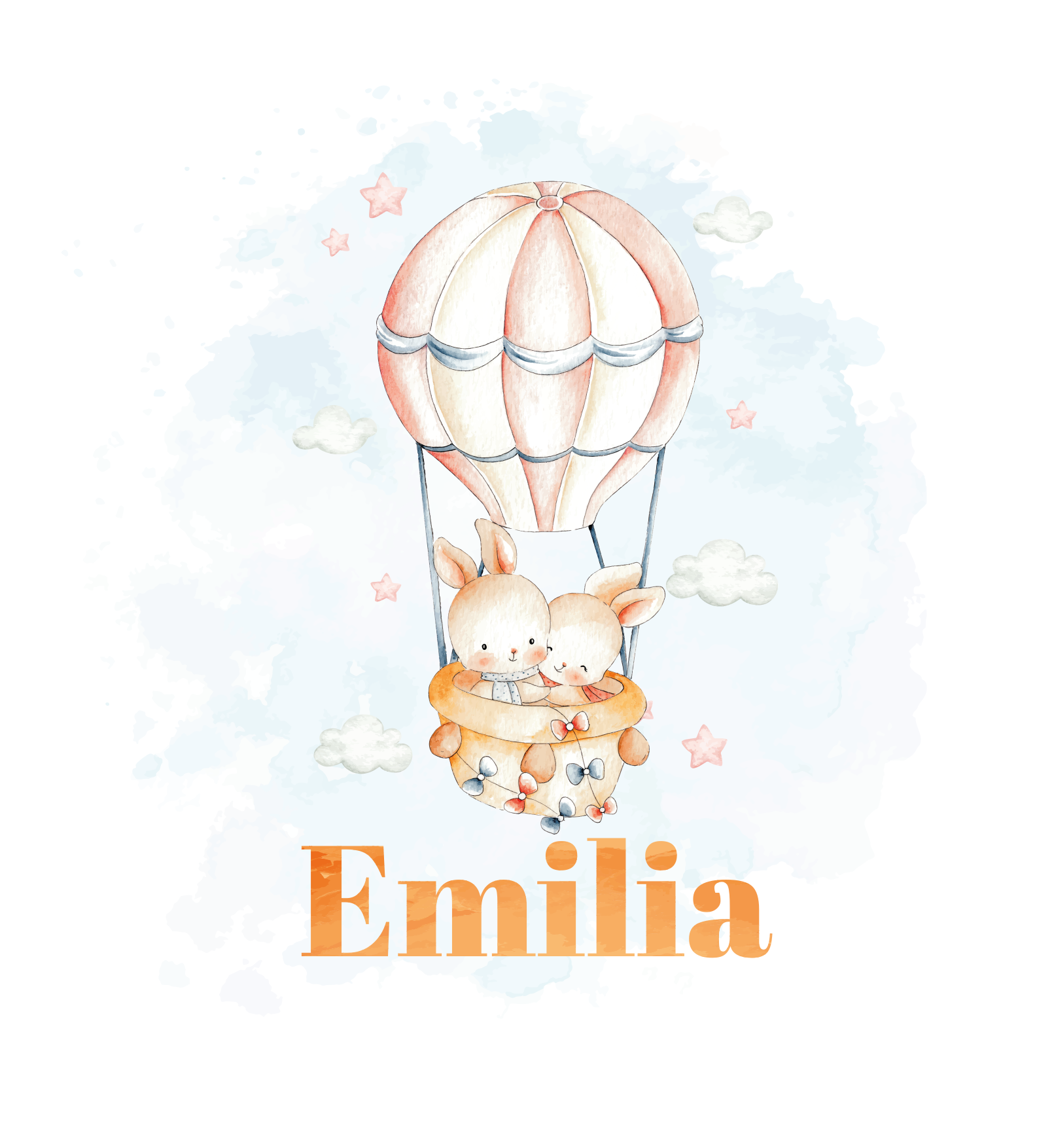 Affiche chambre enfant ballon pastel avec animaux doux - TenStickers