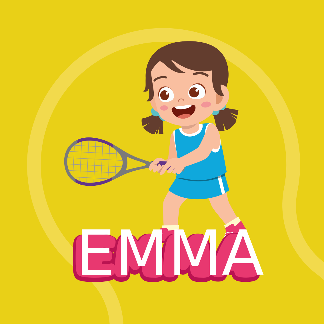 Affiche chambre enfant joueuse de tennis avec nom - TenStickers