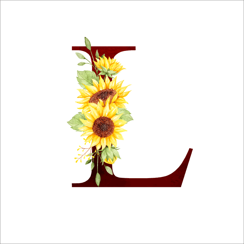 Affiche fleurs tournesol initial personnalisable - TenStickers