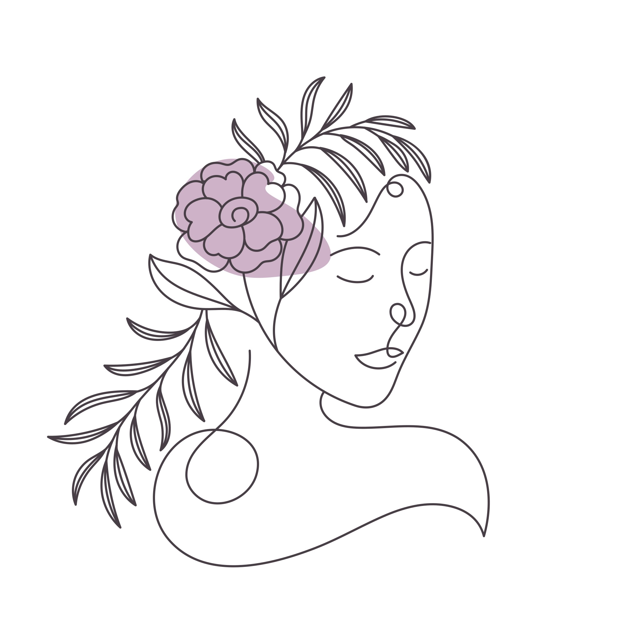 Affiche fleurs visage de femme minimaliste - TenStickers
