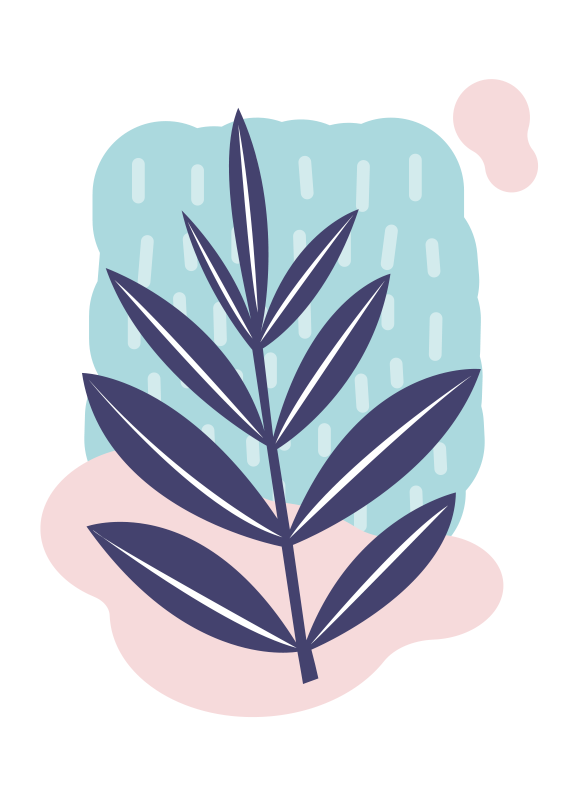 Poster fleurs et plantes feuilles abstraites - TenStickers