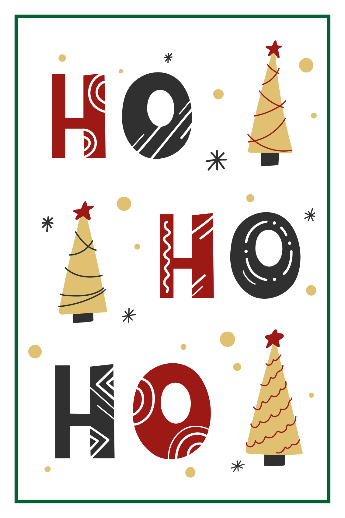 Affiche noël design texte joyeux noël ho ho ho - TenStickers