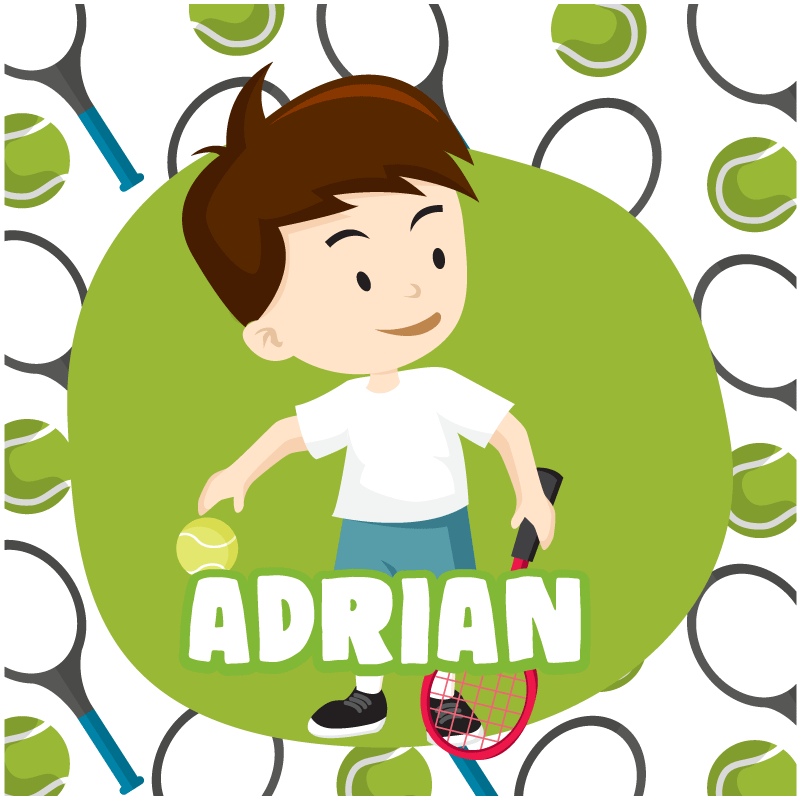 Affiche sport joueur de tennis enfant avec nom - TenStickers