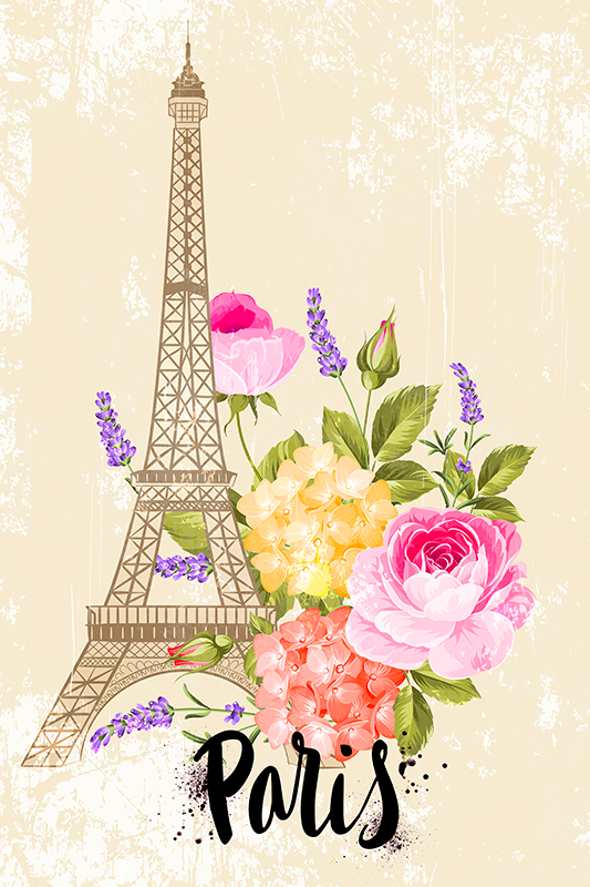 Affiche villes et pays tour eiffel au printemps - TenStickers