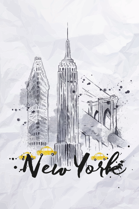 Affiche villes et pays skyline de new york - TenStickers