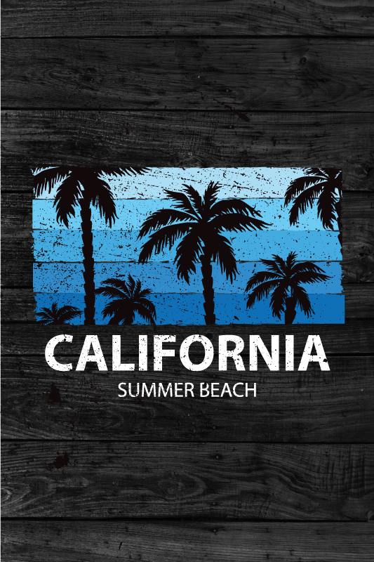 Affiche villes et pays été à la plage californie - TenStickers