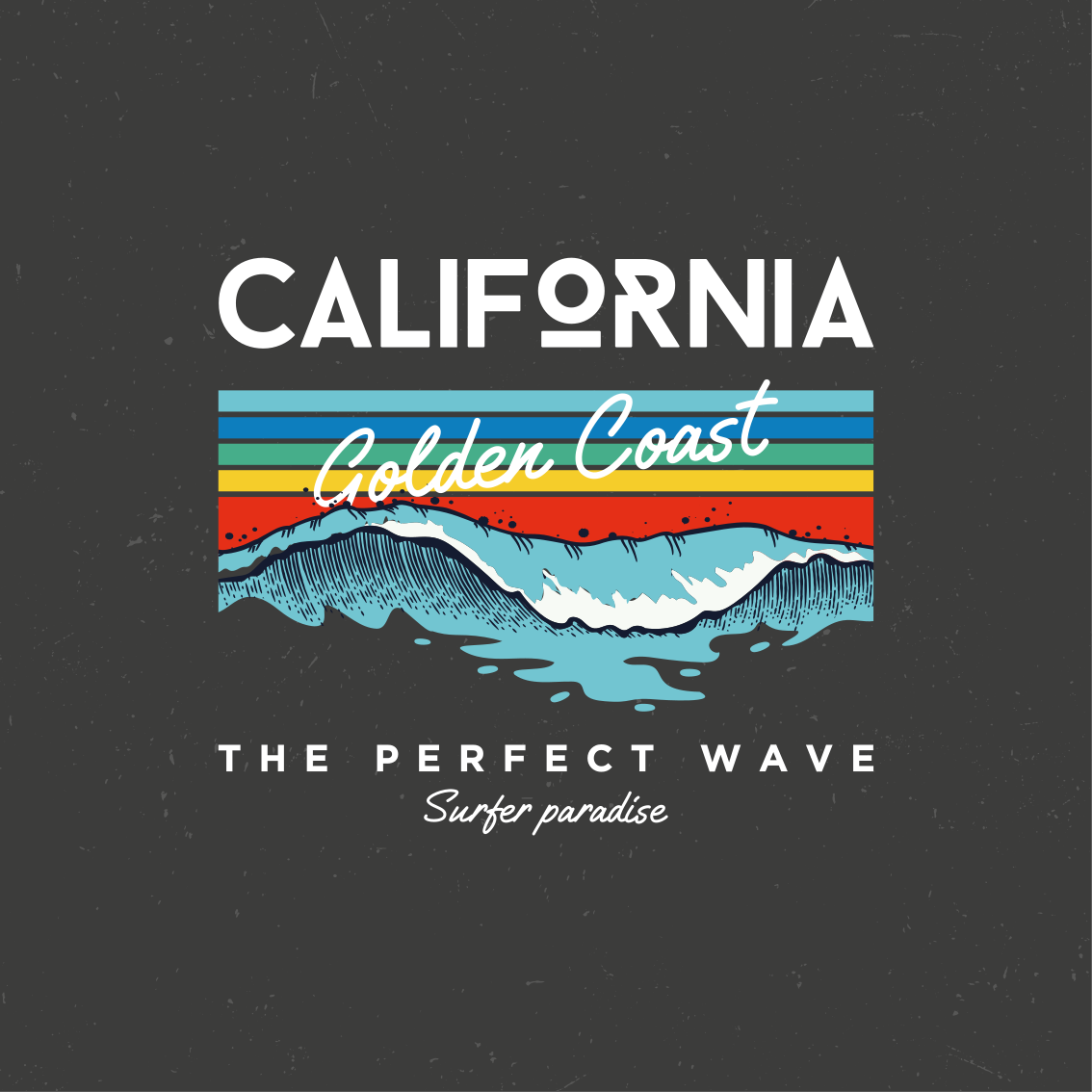 Affiche villes et pays vagues de plage californie - TenStickers