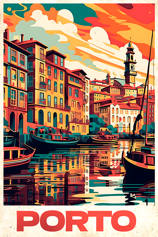Affiche villes et pays porto affiche vintage - TenStickers