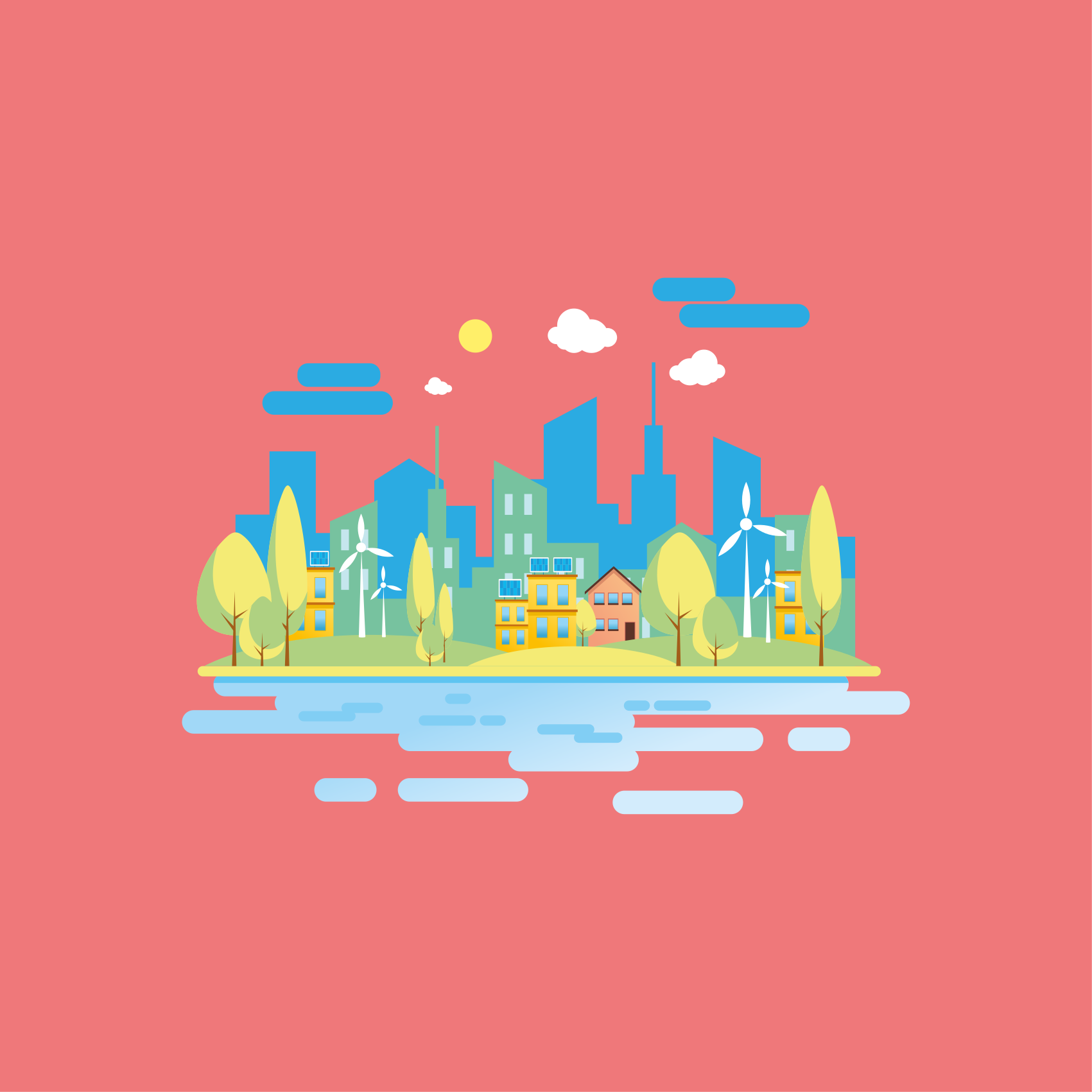 Affiche villes et pays paysage urbain moderne - TenStickers