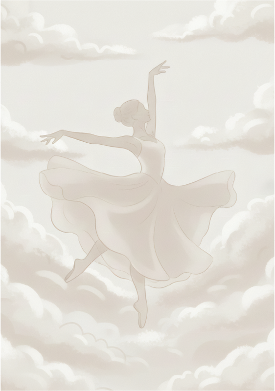 Poster minimaliste danseur dans les nuages - TenStickers
