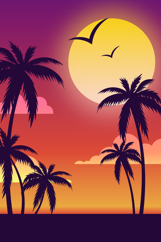 Poster paysage coucher de soleil des années 70 - TenStickers