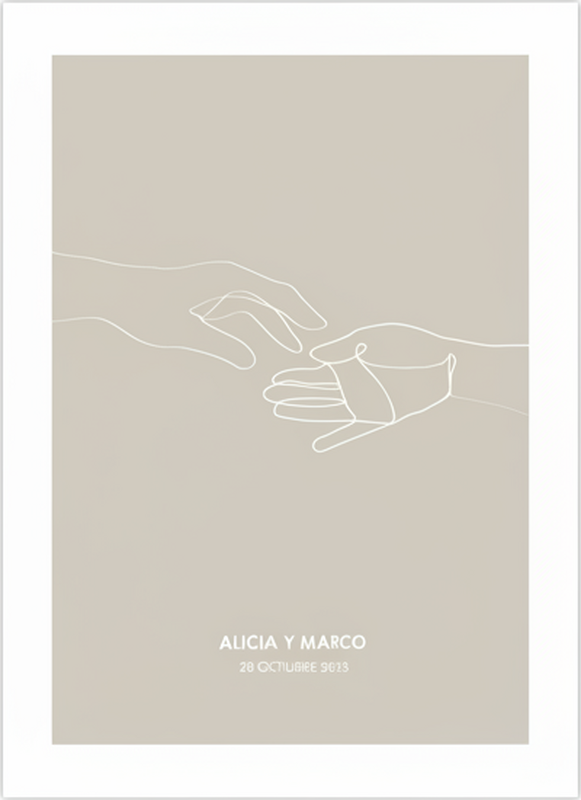 Poster personnalisé mains minimalistes tendues - TenStickers
