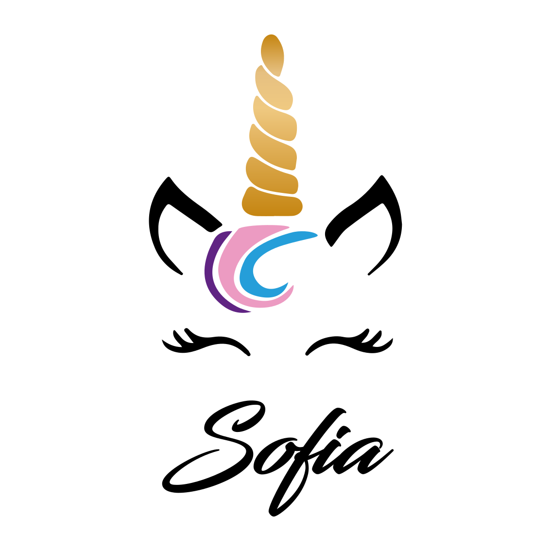Poster personnalisé tête de licorne mignonne - TenStickers