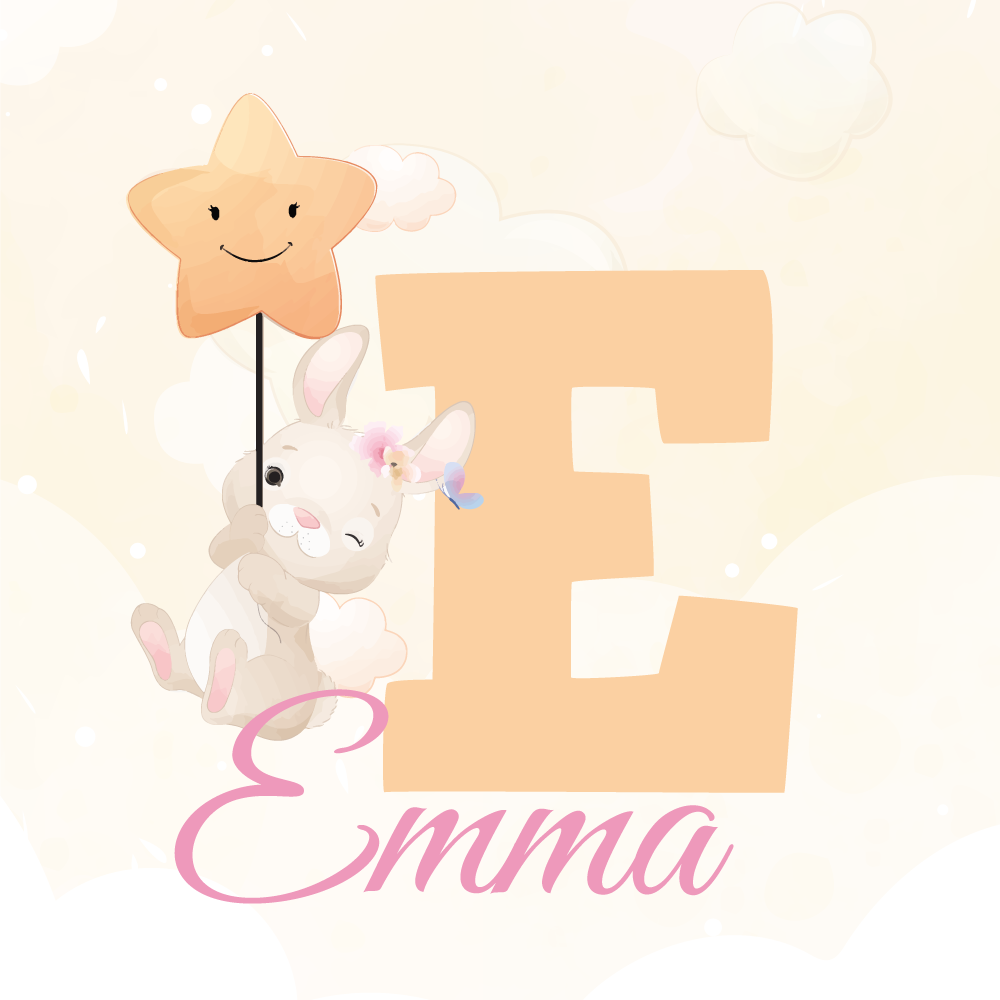 Poster personnalisé lapin heureux tenant une Étoile - TenStickers