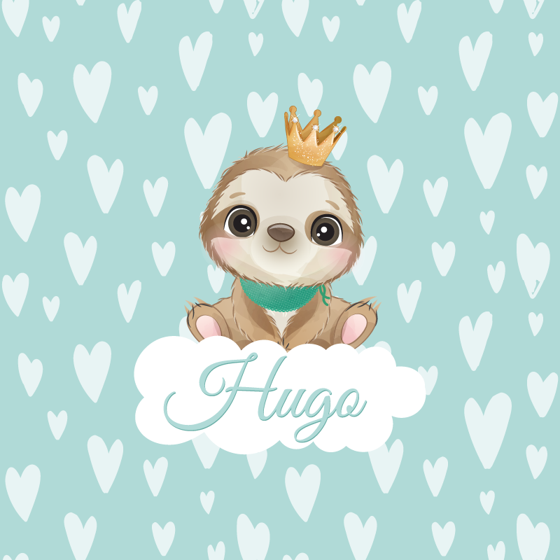 Poster personnalisé paresseux mignon avec couronne - TenStickers