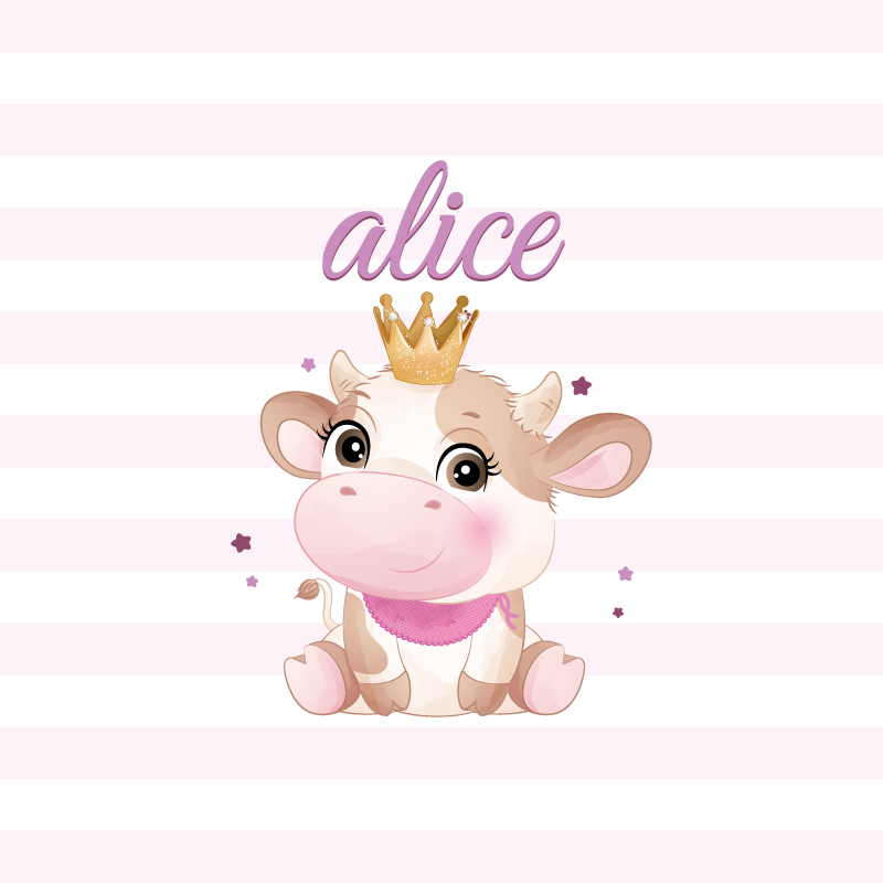 Poster personnalisé princesse vache mignonne - TenStickers