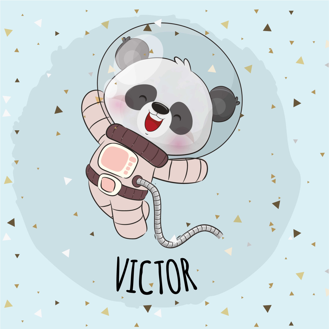 Poster personnalisé panda spatial joyeux - TenStickers