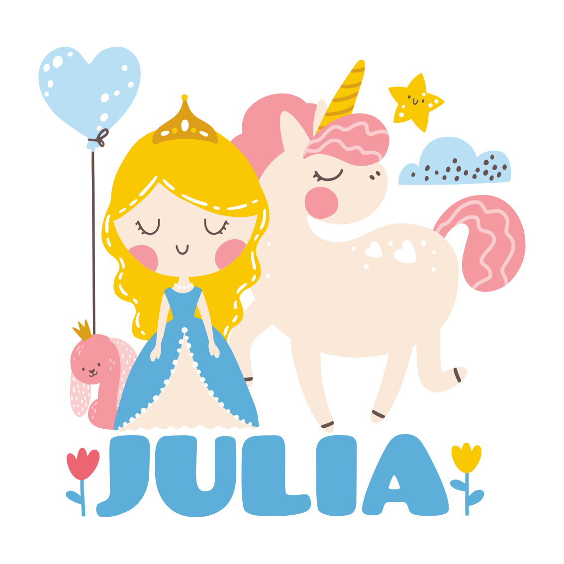 Poster personnalisé princesse avec licorne - TenStickers