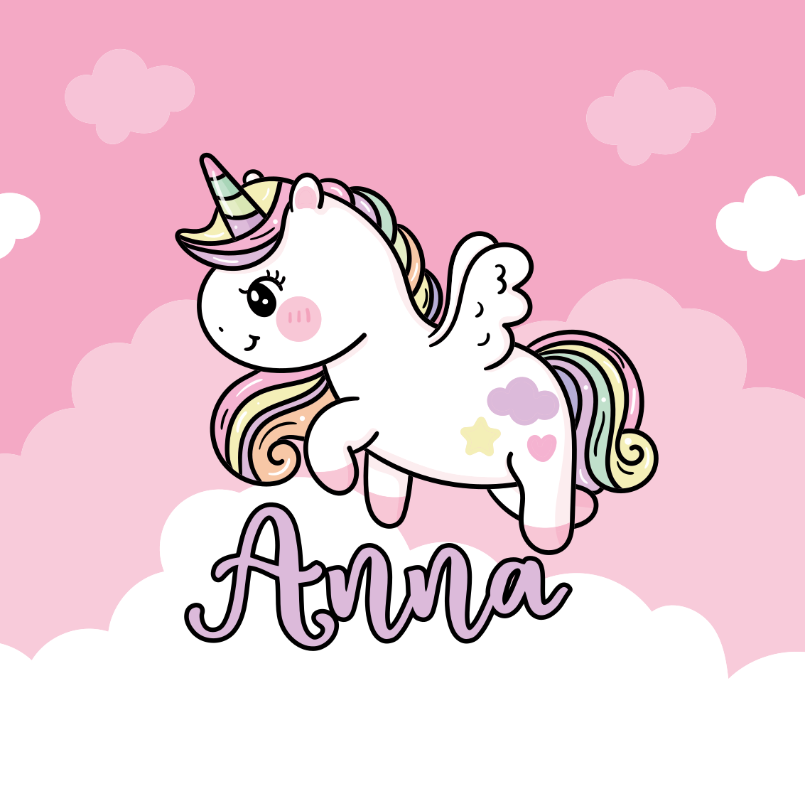 Poster personnalisé licorne mignonne et féérique - TenStickers