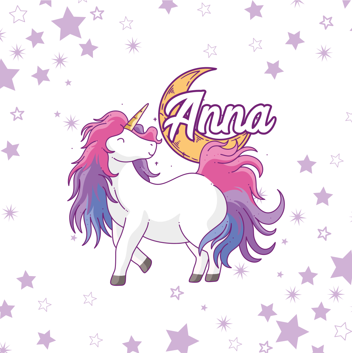 Poster personnalisé licorne avec étoiles - TenStickers