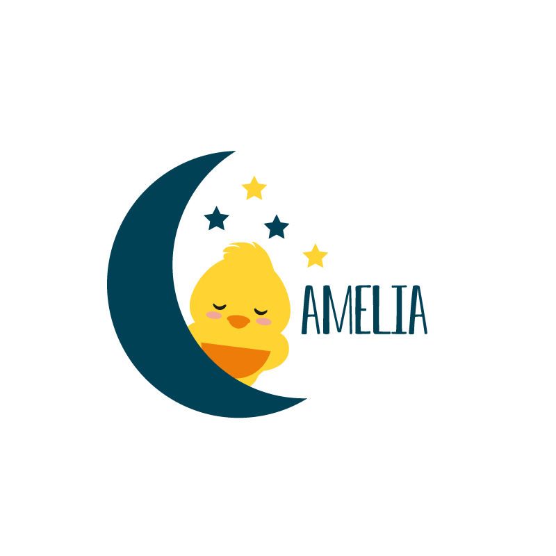 Poster personnalisé poussin endormi sous la lune - TenStickers