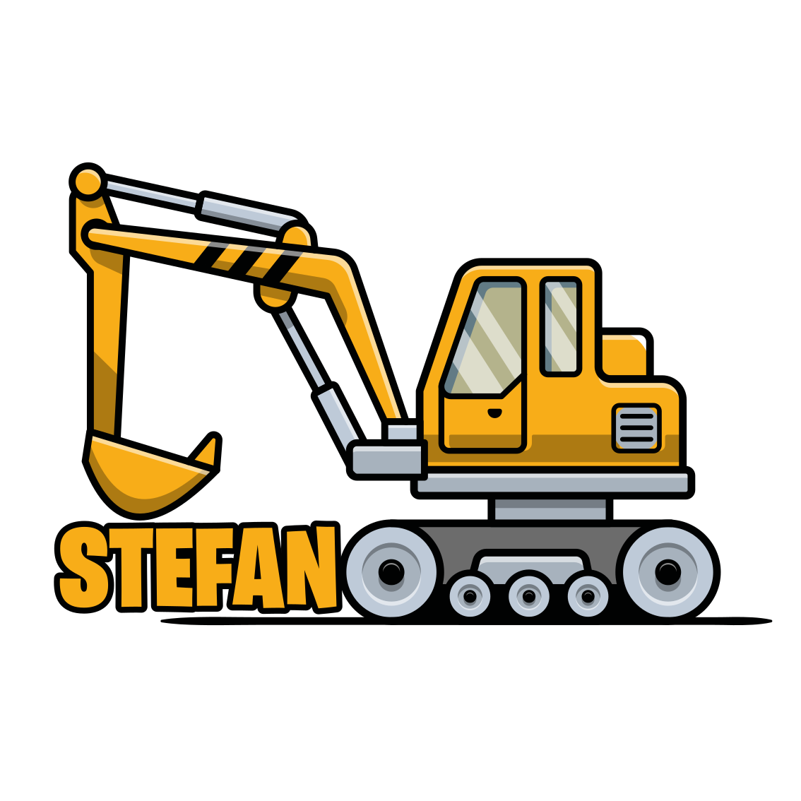 Poster personnalisé design de machine excavatrice - TenStickers