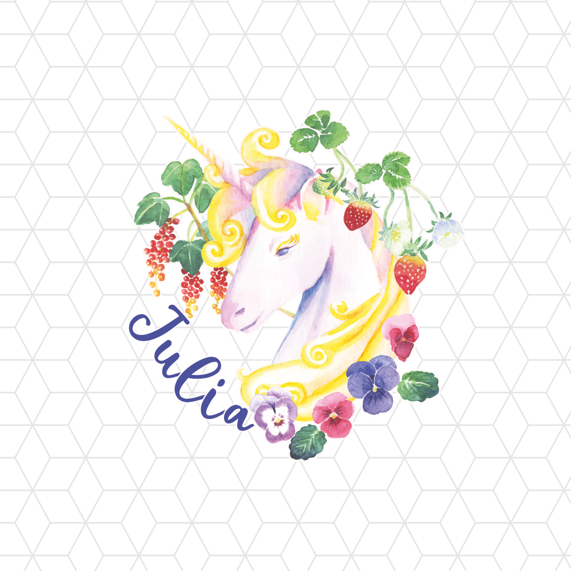 Poster personnalisé arrangement floral licorne - TenStickers