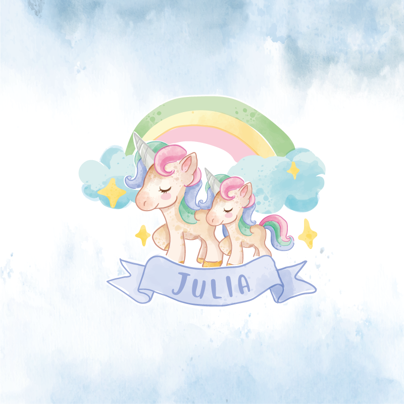 Poster personnalisé duo de licornes adorables - TenStickers