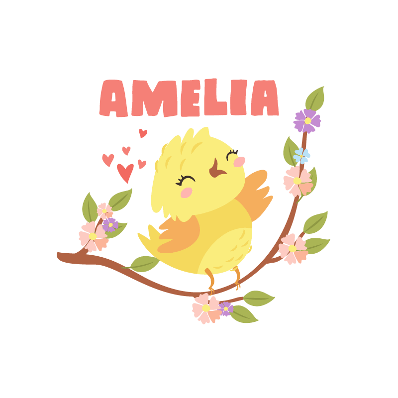 Poster personnalisé oiseau jaune joyeux - TenStickers