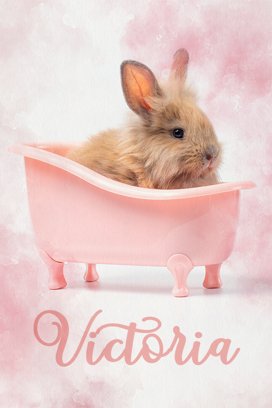 Poster personnalisé portrait de lapin mignon - TenStickers