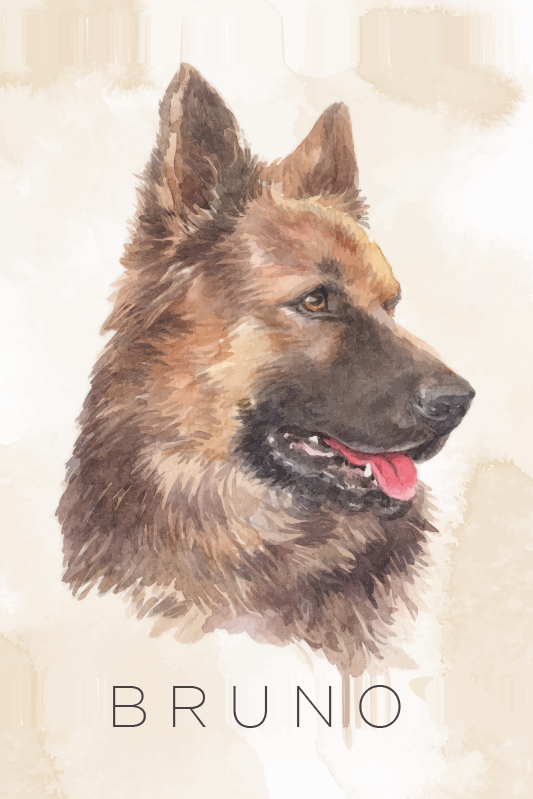 Poster personnalisé portrait de berger allemand - TenStickers