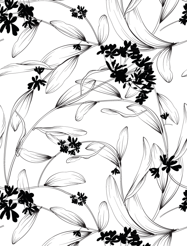 Affiche plantes motif feuilles noires - TenStickers