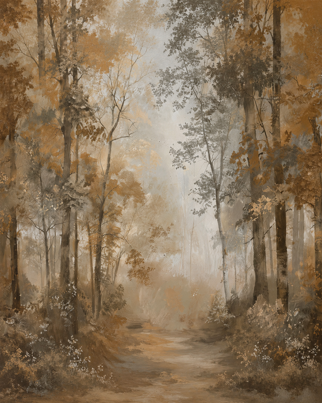 Poster arbre bosquet d'automne ambre - TenStickers