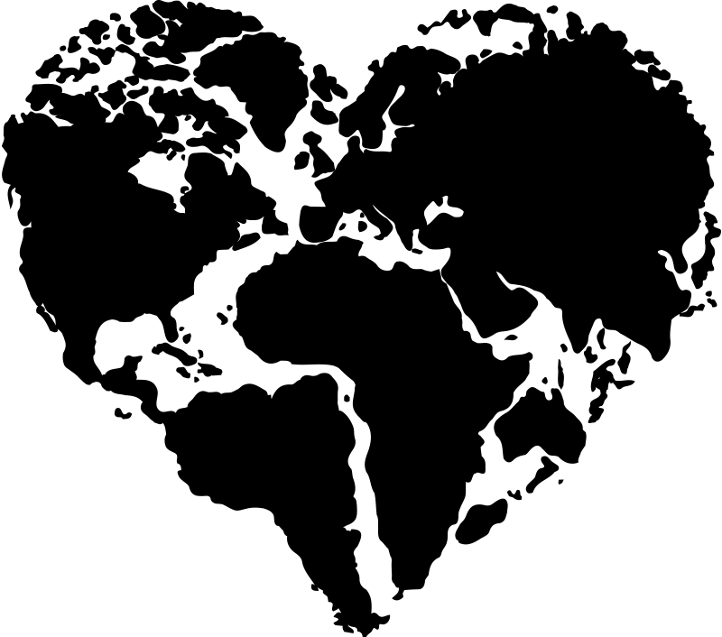 Carte du monde poster autocollant en forme de cœur - TenStickers