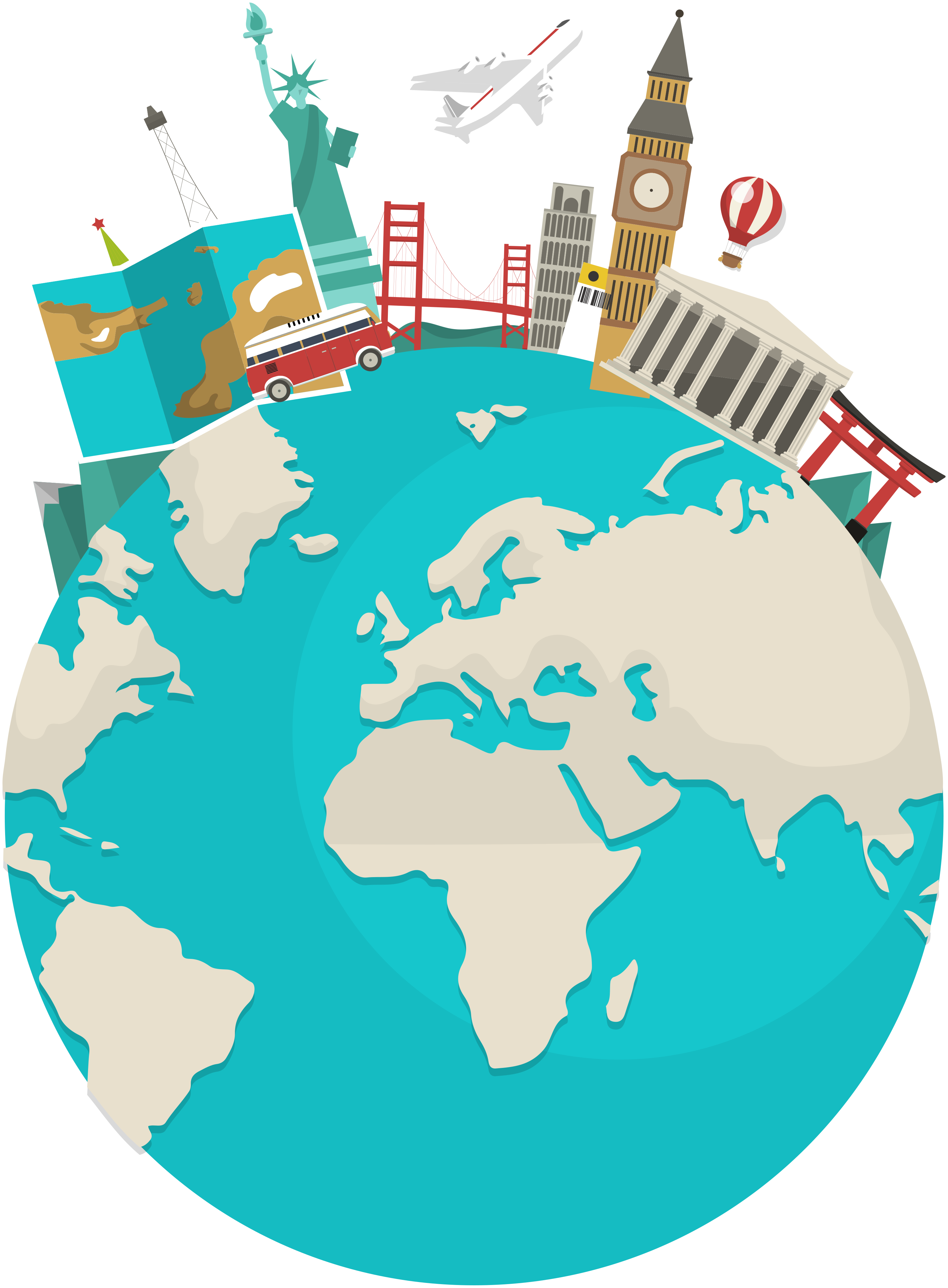 Carte du monde poster carte touristique du monde - TenStickers