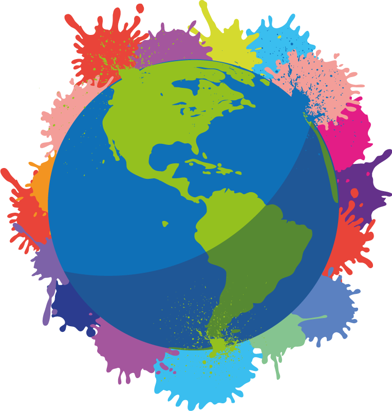 Carte du monde poster éclaboussures de couleurs - TenStickers
