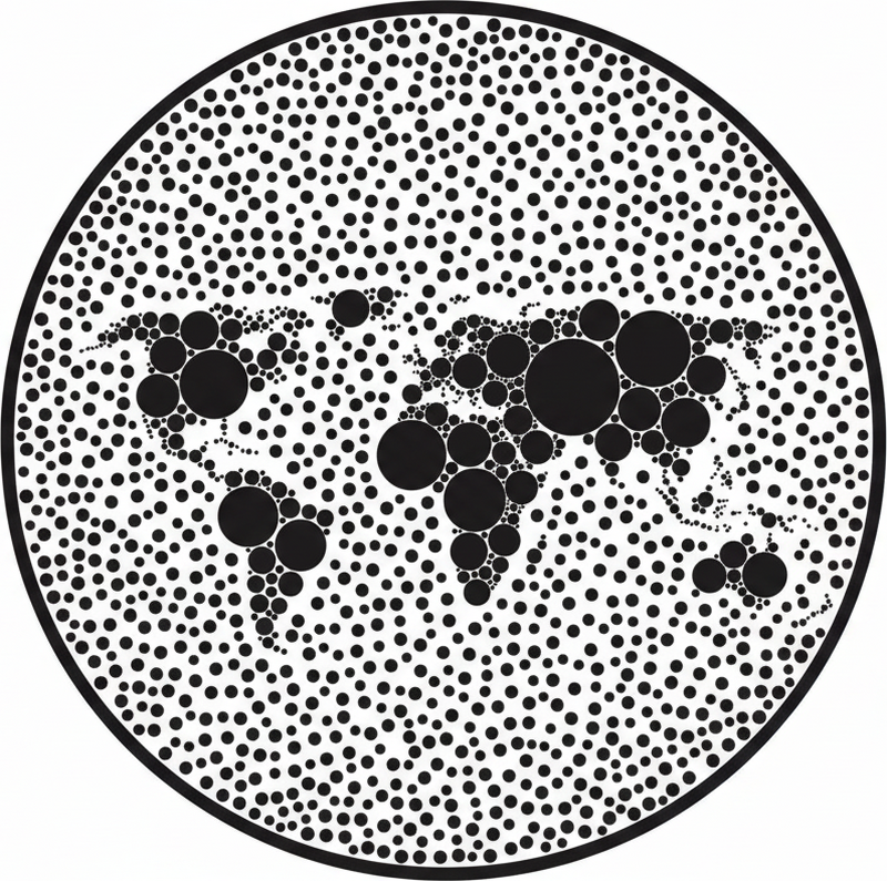 Carte du monde poster design global circulaire - TenStickers